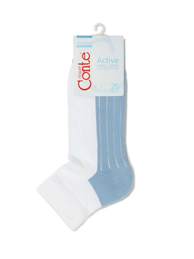 Носки хлопковые женские ACTIVE (махровая стопа) 7С-56СП, р. 36-37, белый-голубой, рис. 026 - 3