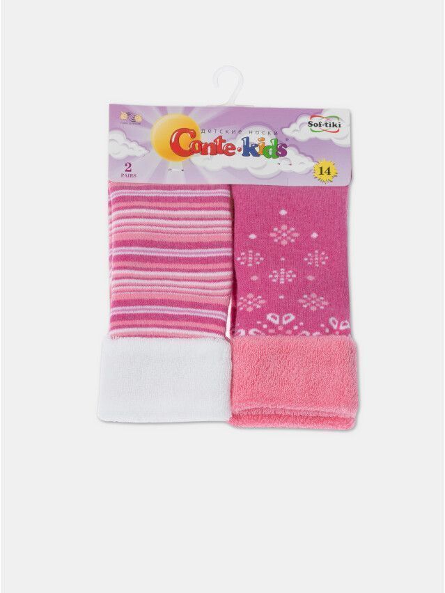 Носки хлопковые детские SOF-TIKI (махровые, 2 пары) 7С-92СП, p. 12, белый-розовый, рис. 703 - 4