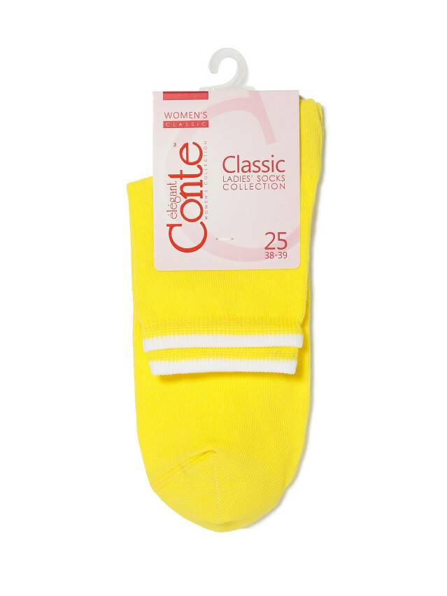 Носки хлопковые женские CLASSIC (декор.резинка) 7С-32СП, р. 36-37, желтый, рис. 010 - 3