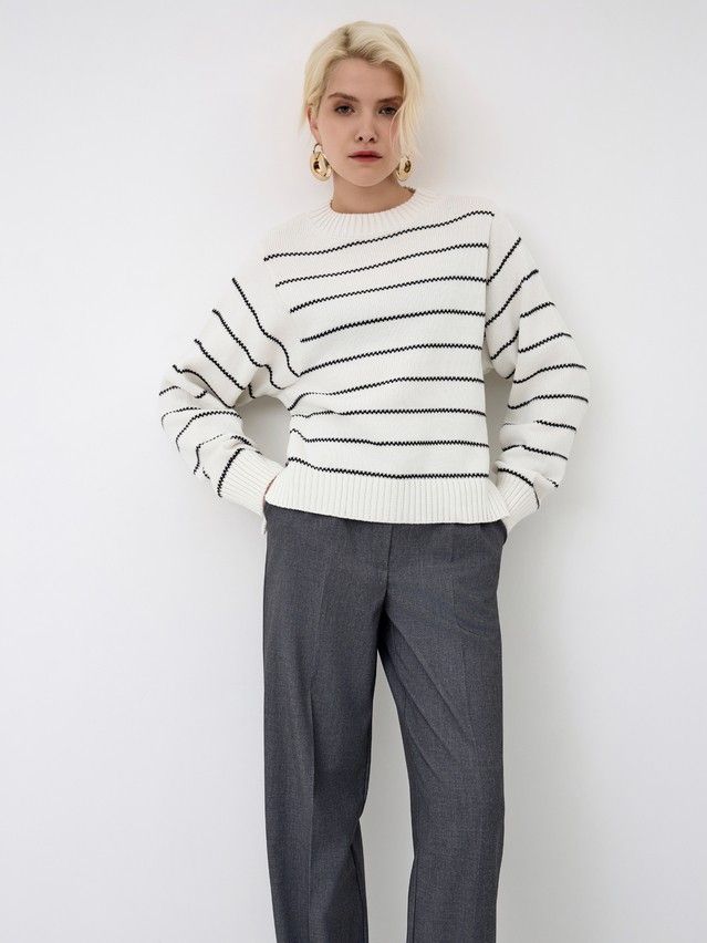 Джемпер женский CE LDK24114 24С-114СП, р.170-84, ecru-black - 6