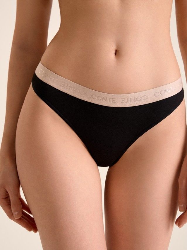 Трусы жен. CE PRINT DOTS LB 2545, р.90, black-light almond - 1