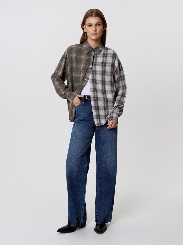 Рубашка женская C LRU 3464, р.170-84-90, khaki-beige - 1