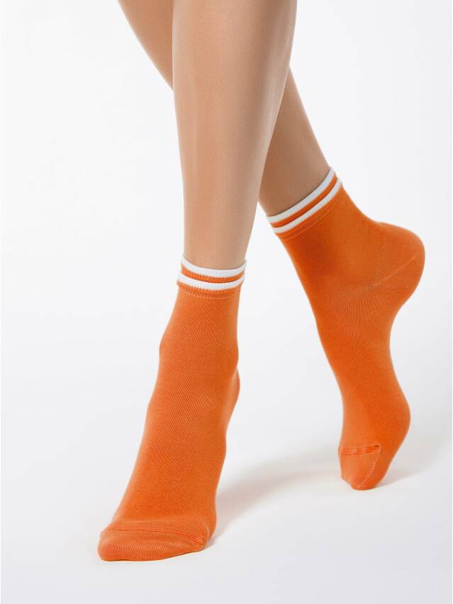 Носки хлопковые женские CLASSIC (декор.резинка) 7С-32СП, р. 36-37, оранжевый, рис. 010 - 1