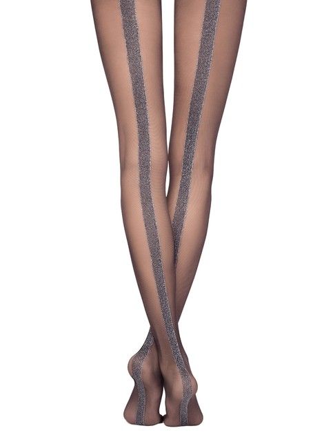 Колготки женские с широкой полосой из люрекса GLOSS Lycra® цвета графит
