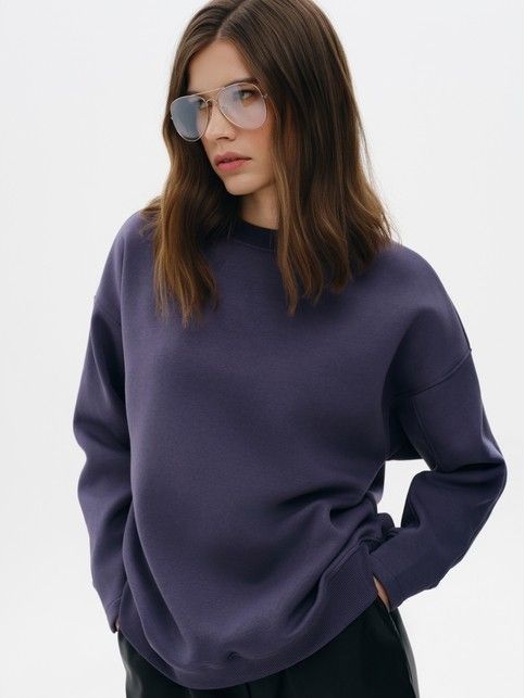 Свободный свитшот из футера с акцентными манжетами LD 3229 - купить в интернет-магазине Conte