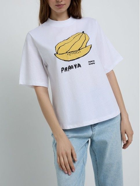 Свободная футболка из хлопка с рисунком «Papaya» LD 2099 - купить в интернет-магазине Conte