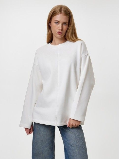 Джемпер из футера с ассиметричной планкой на горловине LD 3231