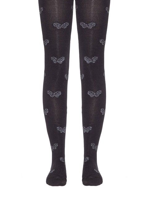 Хлопковые колготки с бабочками из люрекса