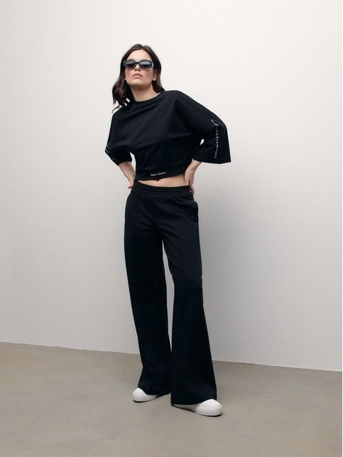 Широкие брюки из футера c боковыми карманами LBK 1794 - купить в интернет-магазине Conte