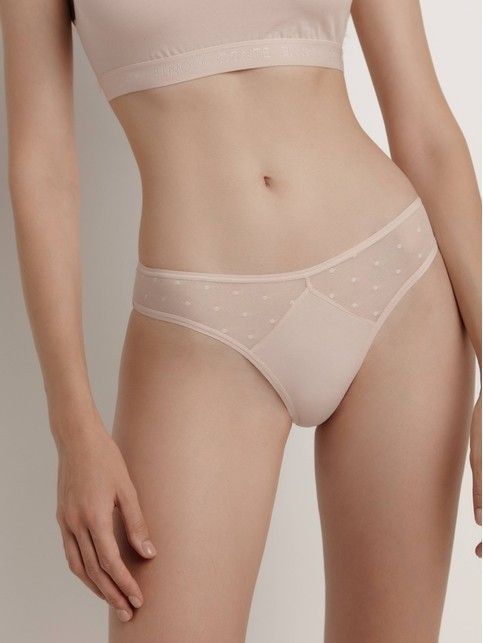 Трусы «бразилиана» с плавной V-образной талией MESH&DOTS COTTON LBR 1871