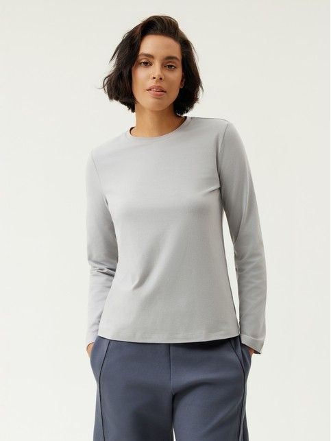 Лонгслив из хлопка с прямого кроя BASIC COLLECTION - купить в интернет-магазине Conte