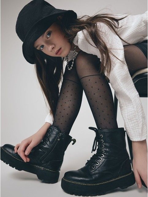 Колготки с имитацией гольфов в горошек MILANA