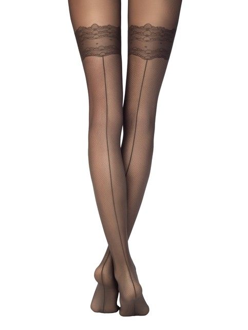 Колготки с имитацией чулок со швом сзади и эффектом мелкой сетки ESSENCE Lycra® - купить в интернет-магазине Conte