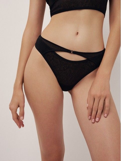 Трусы с V-образной линией талии из сетки с цветочным рисунком FLORAL TATTOO LBE 2874