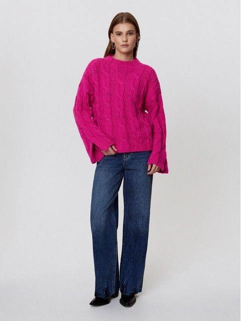 Джемпер с «косами» и разрезами на рукавах из пряжи с шерстью LDK 24134 - купить в интернет-магазине Conte