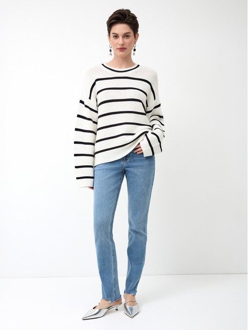 Джемпер в полоску из пряжи с хлопком LDK 24115 - купить в интернет-магазине Conte