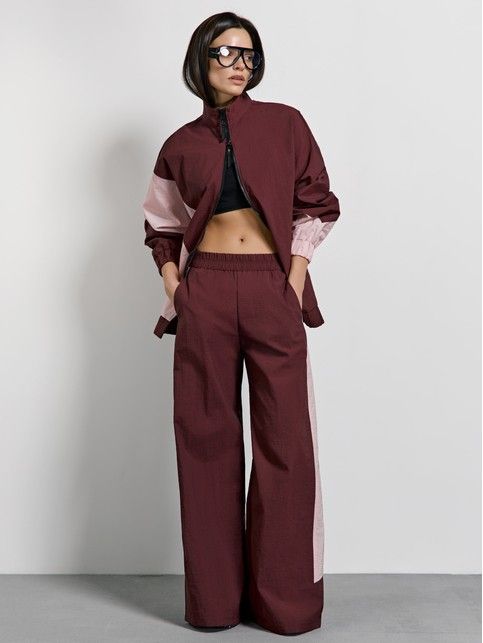 Фактурные широкие брюки контрастными полосами по бокам LBK 3514 - купить в интернет-магазине Conte