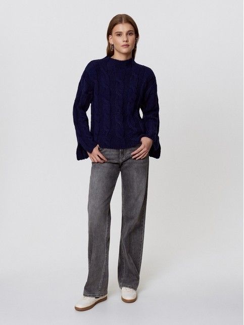 Джемпер с «косами» и разрезами на рукавах из пряжи с шерстью LDK 24134 - купить в интернет-магазине Conte