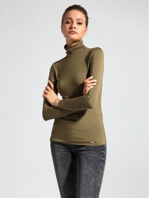 Классическая водолазка женская из вискозы премиального качества "ощущение шелка" LD 1025 мартини оливкового цвета - купить в интернет-магазине Conte