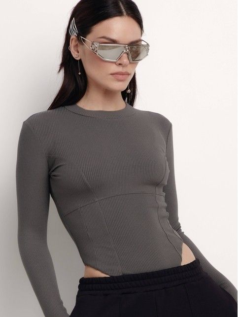 Боди в рубчик с имитацией корсета LBD 1865