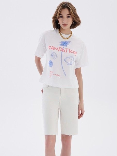 Футболка с манжетами и рисунком «Fantastico» LD 2690 - купить в интернет-магазине Conte