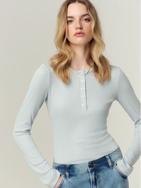 Джемпер из вискозы в рубчик с планкой на пуговицах LD 3420 - купить в интернет-магазине Conte