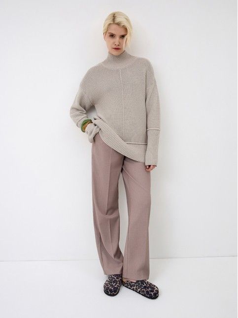 Джемпер с объёмными кантами из пряжи с хлопком LDK24135 - купить в интернет-магазине Conte