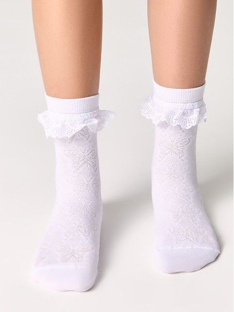 Хлопковые носки TIP-TOP с кружевной лентой, модель 078 - купить в интернет-магазине Conte