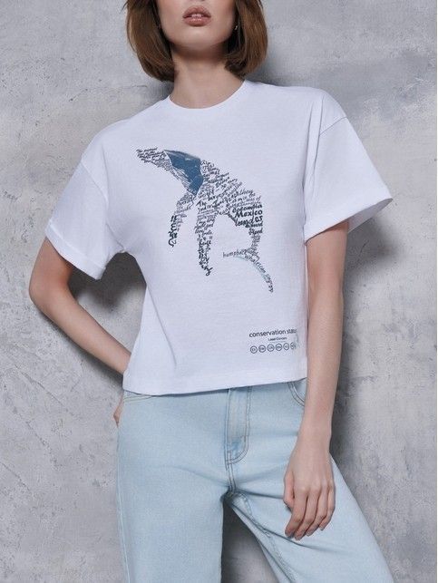 Футболка из хлопка с манжетами по рукавам и рисунком «Conservation status» LD 2680 - купить в интернет-магазине Conte