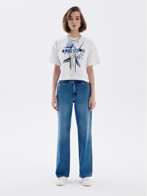 Свободная футболка из хлопка с рисунком «Obsession» LD 2675 - купить в интернет-магазине Conte