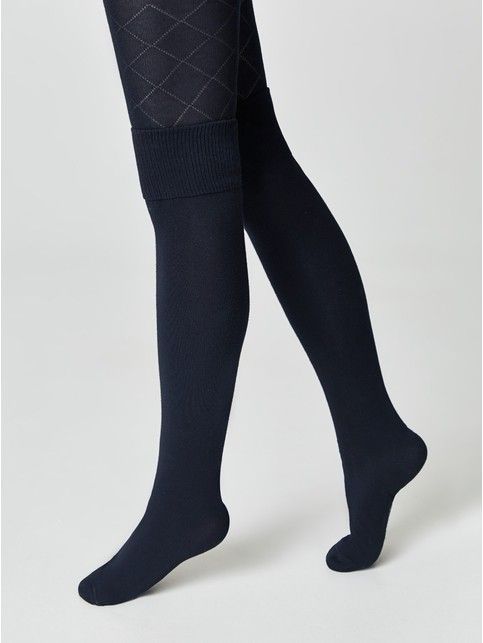 Колготки из хлопка с рисунком «ромбы» и имитацией гольфинов