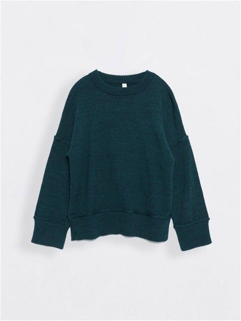 Oversize-джемпер женский из пряжи с мериносовой шерстью LDK 113 изумрудного цвета - купить в интернет-магазине Conte