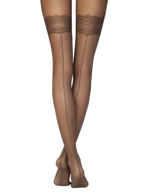 Колготки с имитацией чулок со швом сзади и эффектом мелкой сетки ESSENCE Lycra® - купить в интернет-магазине Conte