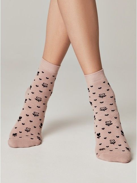 Махровые носки из хлопка с рисунками «Цветы»