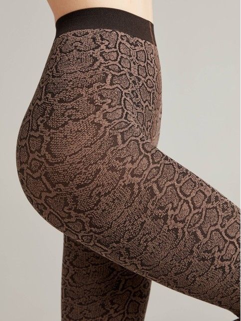 Колготки женские со змеиным рисунком PYTHON Lycra® какао цвета