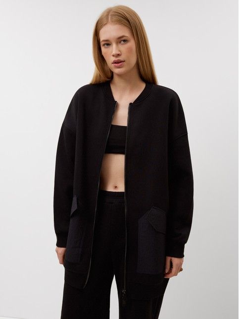 Удлинённый джемпер из футера на молнии LJ 3225