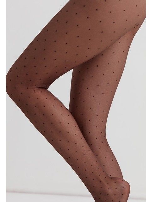Колготки женские в горошек DOTS Lycra® шоколадного цвета