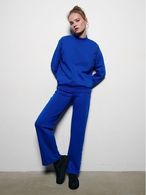 Свитшот из футера на флисе с декоративными кнопками LD 2355 - купить в интернет-магазине Conte