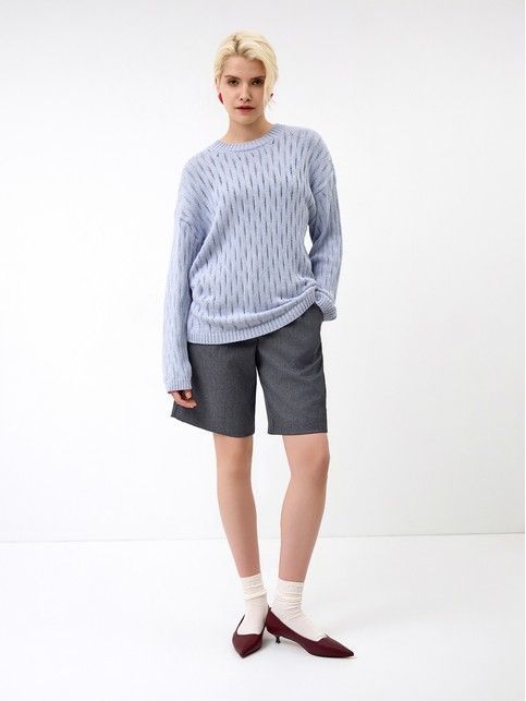 Ажурный джемпер свободного силуэта из пряжи с хлопком LDK 24119 - купить в интернет-магазине Conte