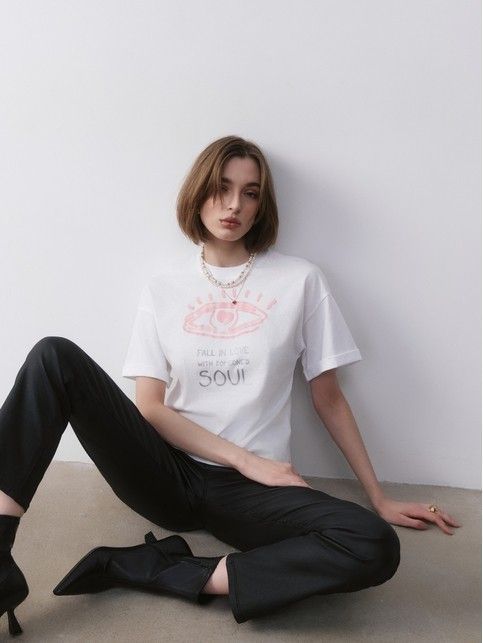 Футболка с манжетами и рисунком «Soul» LD 2690 - купить в интернет-магазине Conte