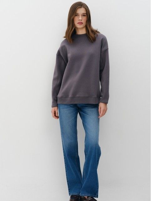 Свободный свитшот из футера с акцентными манжетами LD 3229 - купить в интернет-магазине Conte