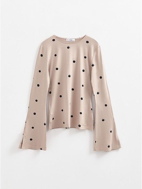 Джемпер в крупный горох с расклешёнными рукавами и разрезами по бокам LD 3147 - купить в интернет-магазине Conte