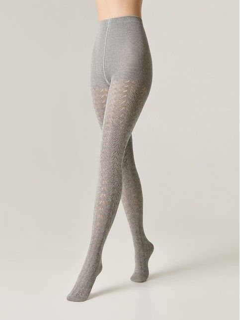 Тёплые ажурные колготки AJOUR