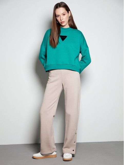 Укороченный свитшот из футера с хольнитенами и печатным рисунком LD 2352 - купить в интернет-магазине Conte