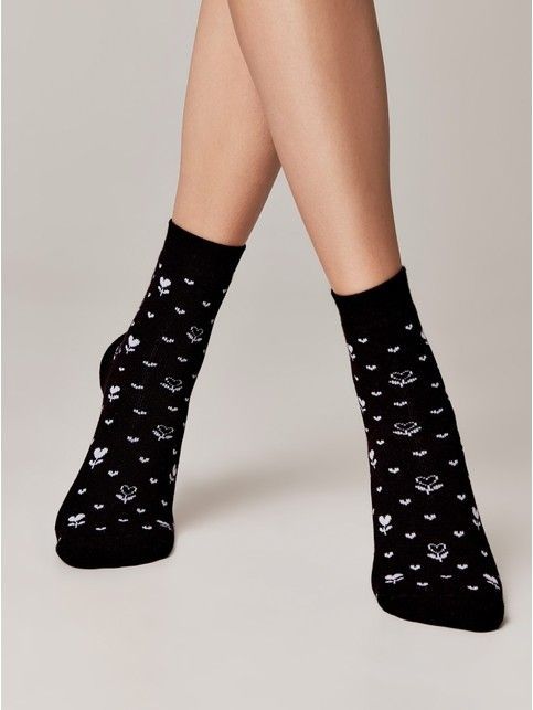 Махровые носки из хлопка с рисунками «Цветы»