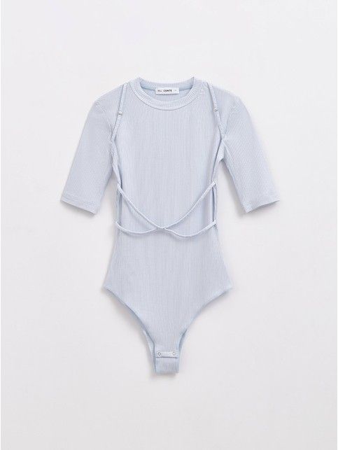 Боди в рубчик с декоративными стрепами LBD 2175