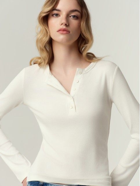 Джемпер из вискозы в рубчик с планкой на пуговицах LD 3420 - купить в интернет-магазине Conte