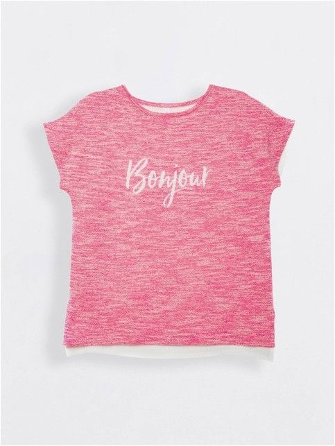 Вязаный джемпер с коротким рукавом из легкой хлопковой пряжи LDK 047