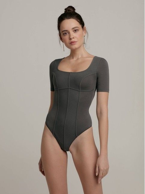 Комбинированное боди с имитацией корсета LBD 2318