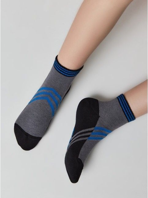 Короткие серо-синие спортивные носки ACTIVE lycra®, модель 955